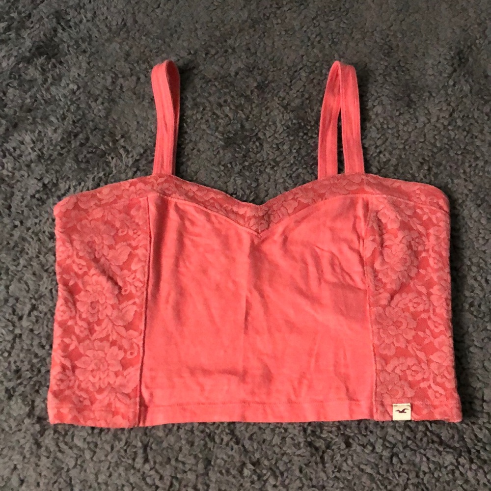 Hollister pink lace crop tank